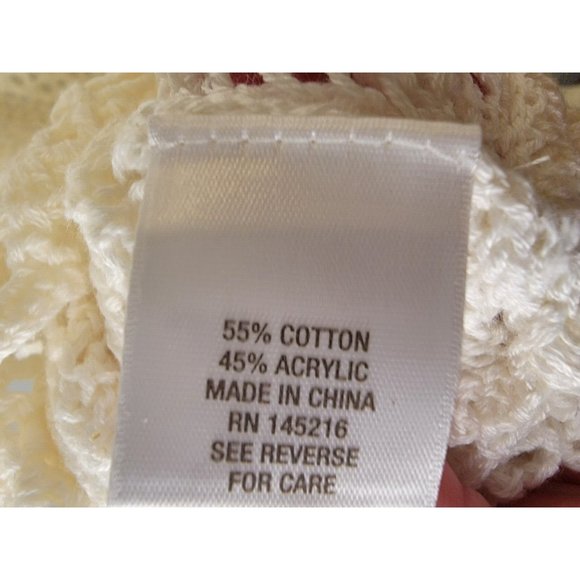 cb established Size 2X Womens Top Cream Boho Hippie Crochet Tassel Tie - Picture 5 of 5